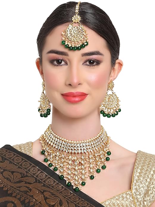 Latest Stylish Choker Traditional Pearl Kundan Necklace Jewellery Set for Women