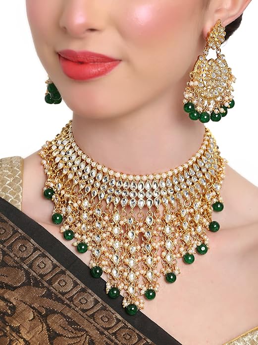 Latest Stylish Choker Traditional Pearl Kundan Necklace Jewellery Set for Women