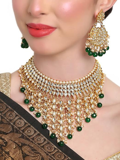 Latest Stylish Choker Traditional Pearl Kundan Necklace Jewellery Set for Women