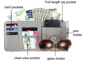Car Sun Visor Organizer - Multi-Pocket Storage Pouch for All Cars - Random Color