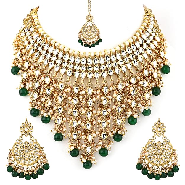 Latest Stylish Choker Traditional Pearl Kundan Necklace Jewellery Set for Women