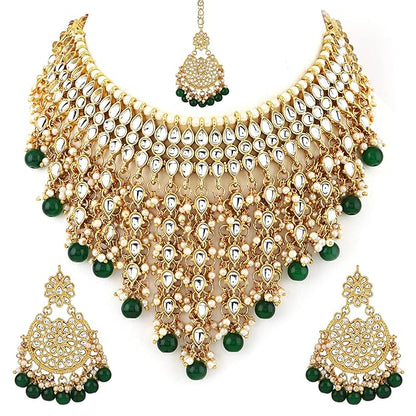 Latest Stylish Choker Traditional Pearl Kundan Necklace Jewellery Set for Women