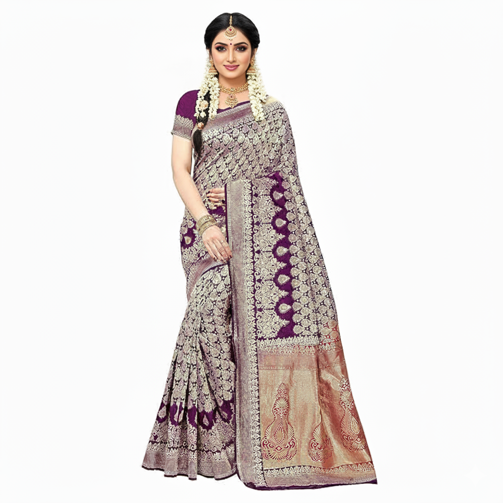 Women's Trendy Banarasi Kanjivaram  Silk Saree with Blouse Material