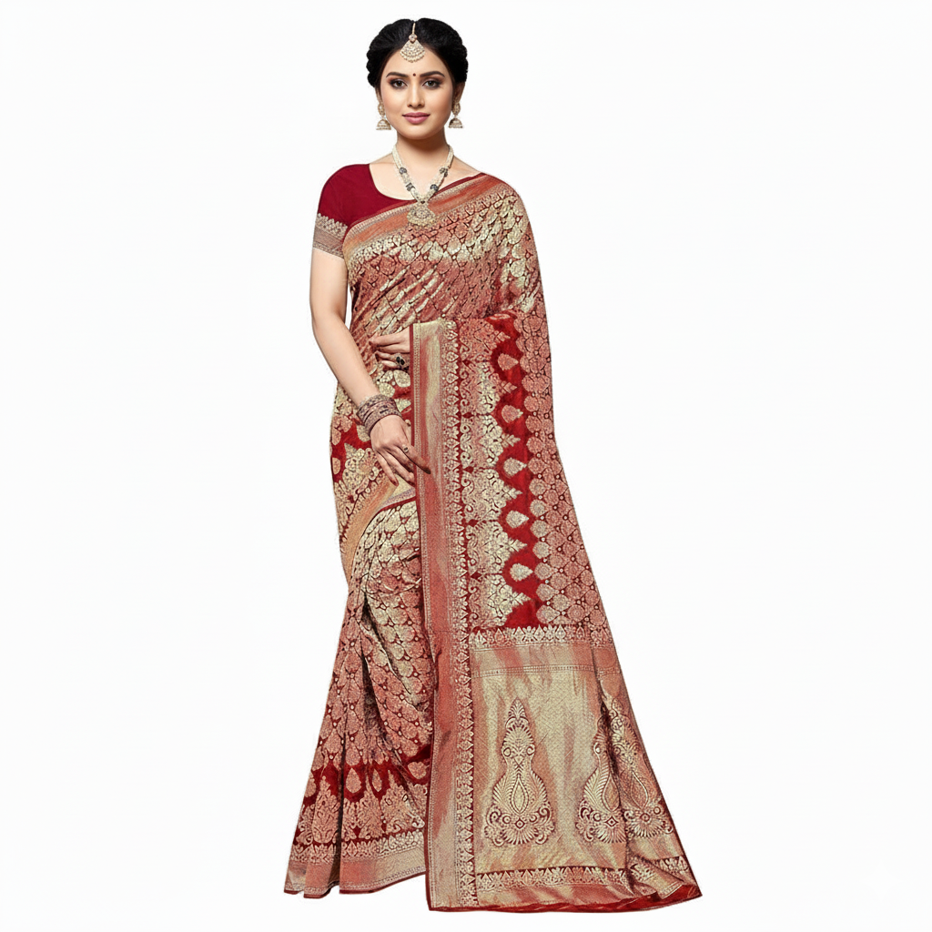 Women's Trendy Banarasi Kanjivaram  Silk Saree with Blouse Material