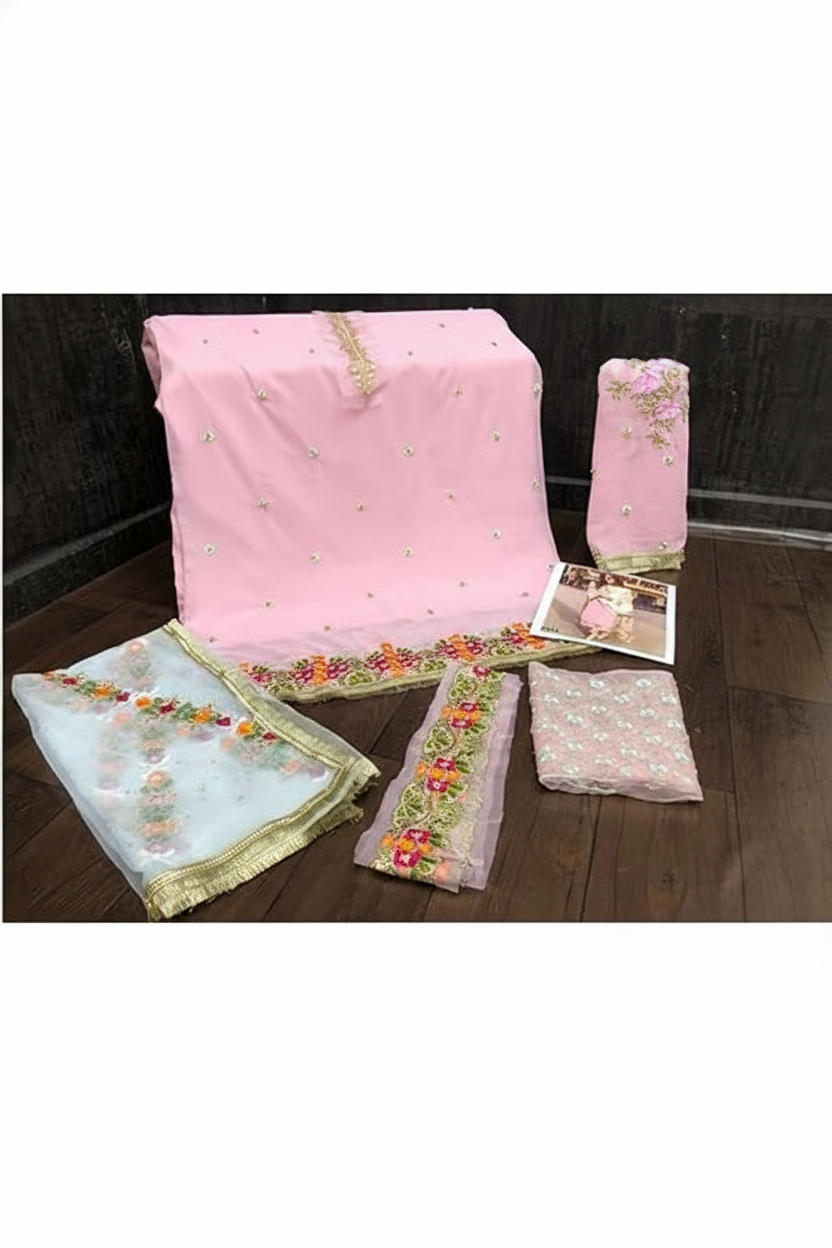 Women's Georgette Semi Stitched Anarkali Salwar Suit - Pakistani suit -Free Size.