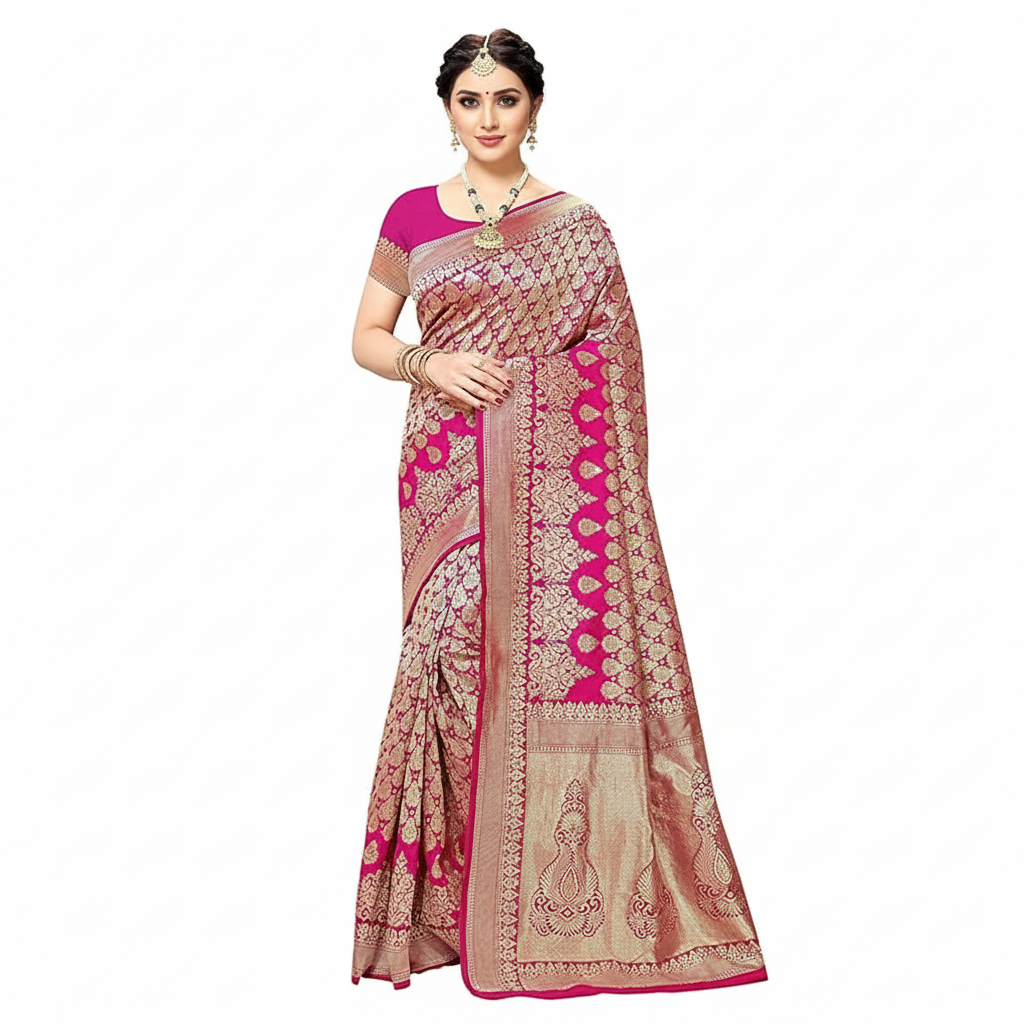 Women's Trendy Banarasi Kanjivaram  Silk Saree with Blouse Material