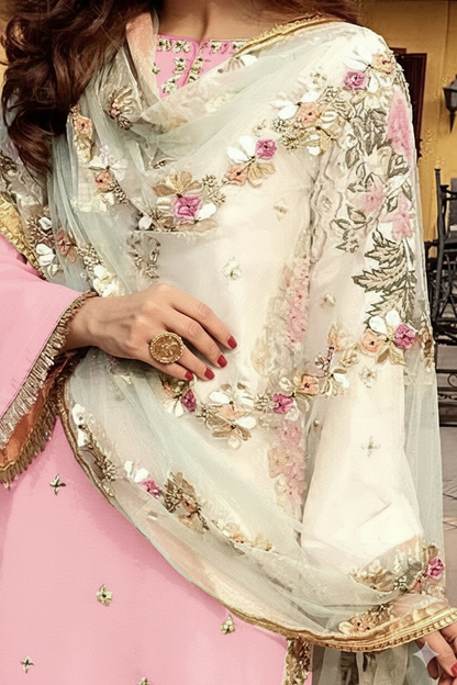 Women's Georgette Semi Stitched Anarkali Salwar Suit - Pakistani suit -Free Size.