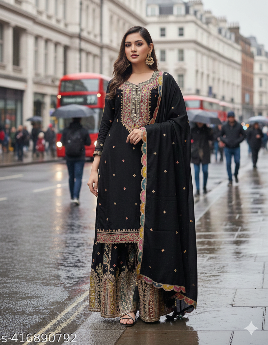 Launching New Designer Party Wear Look Fancy Top-Dupatta and Fully Stitched Sharara