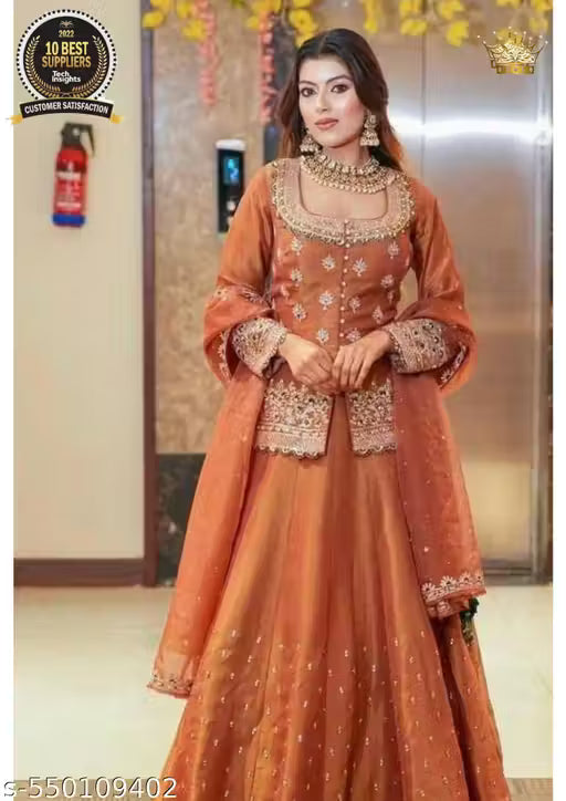 Lehenga Choli Set | Rust Orange Lehenga | Wedding Wear for Women | Party Wear Lehenga