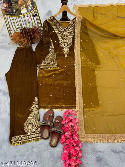 New Designer Budget Friendly Party Wear Look Stitched Suit