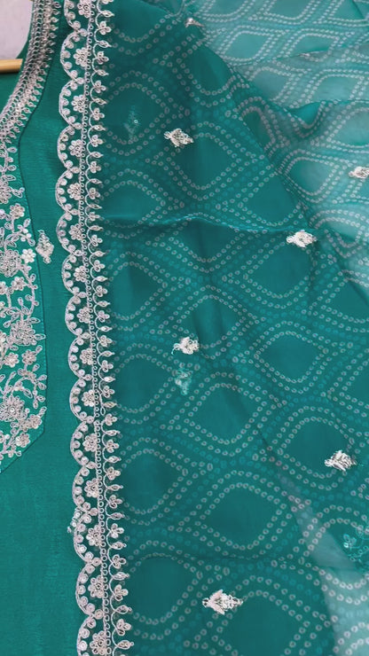 DESIGNER SEQUENCE EMBROIDERED WORK TOP AND PANT WITH DUPATTA
