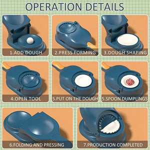 2 in 1 Dumpling Samosa Maker Ghughra Momos Maker Machine, Dumpling Skin Press Mould for Momos Making,Dumpling Maker Mould Machine, Dumpling Making Tool with Dumpling Puri Maker, Multicolour
