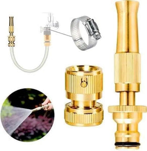 Brass Water Spray Nozzle Suitable for 1/2 Hose Pipe Adjustable Brass Spray Nozzle Water Pressure Booster Brass Nozzle Water Spray Gun for Car Wash  Gardening Water Pressure Nozzle