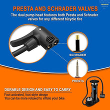 Load image into Gallery viewer, Black Foot Pump Aluminum + ABS Portable Foot Activated Foot Air Pump for car and Bike Bicycle
