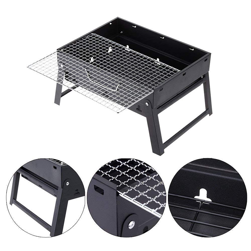 BIG SALE - Foldable Barbeque Grill With ( 2 Spatula,1 Bbq, 12 Stick & 1 Air Blower Charcoal Grill )