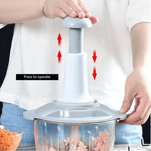 Food Chopper, Steel Large Manual Hand-Press Vegetable Chopper Mixer Cutter to Cut Onion, Salad, Tomato, Potato